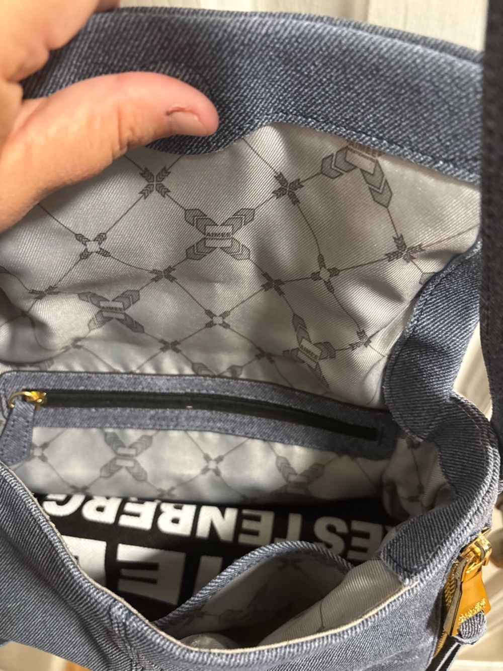 Aimee Kestenberg Navy Blue Messenger Crossbody with Gold Hardware - Picture 6 of 9